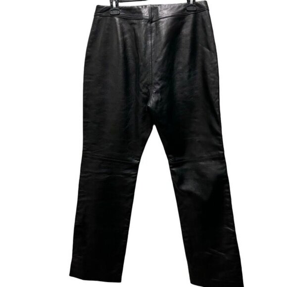 GAP Vintage Y2K Womens Black 100% Leather Bootcut Pans Size 12 Full Lined - Picture 2 of 9